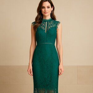 Bardot Emerald Lace Cocktail Dress